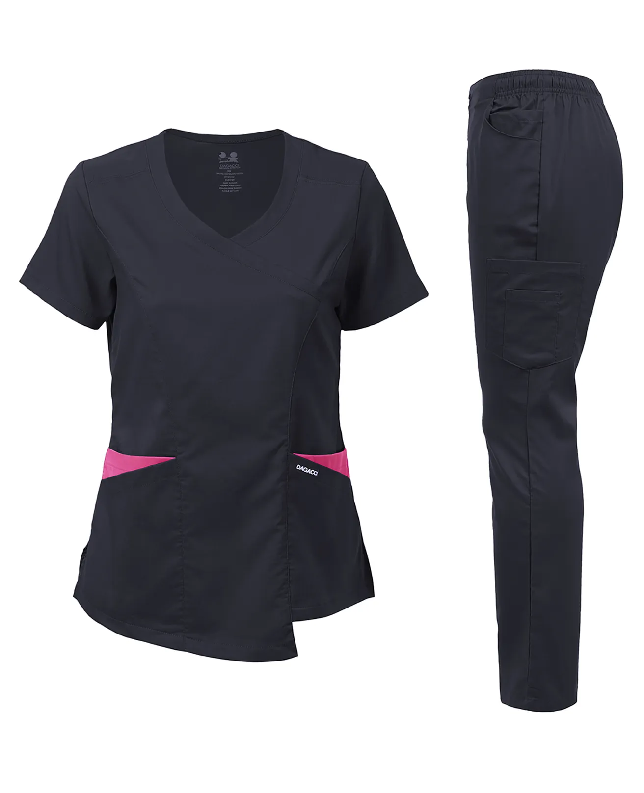Natural Stretch Women's Contrast Wrap Scrub Sets