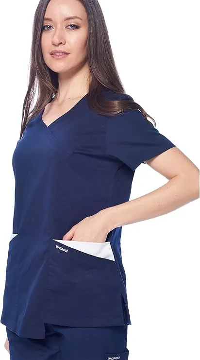 Natural Stretch Women's Contrast Wrap Scrub Sets
