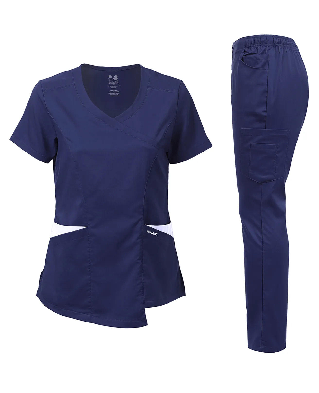 Natural Stretch Women's Contrast Wrap Scrub Sets
