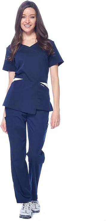Natural Stretch Women's Contrast Wrap Scrub Sets
