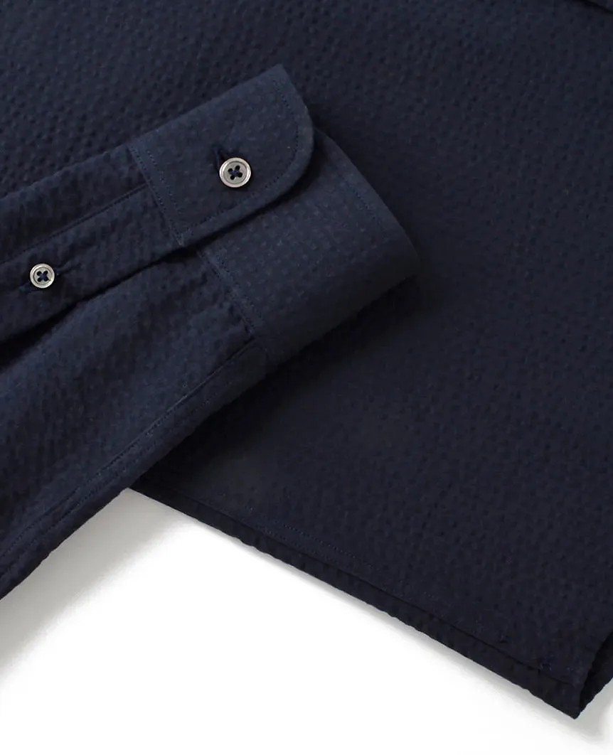 Navy Seersucker L/S Shirt