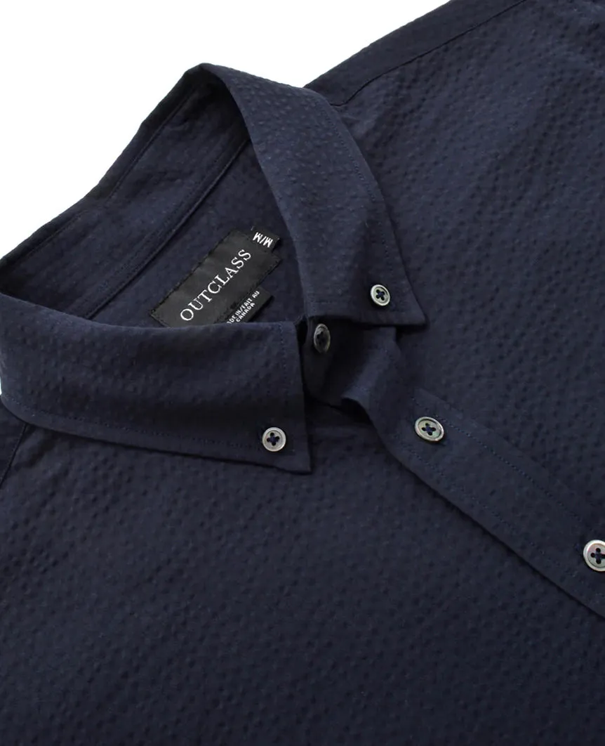 Navy Seersucker L/S Shirt