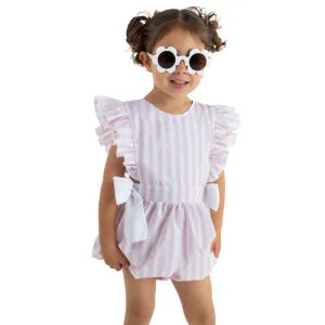 New In Meia Pata Girls Pink Stripes Jumpsuit SS25