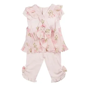 New In Mintini Girls Pink Floral Top & Leggings Set