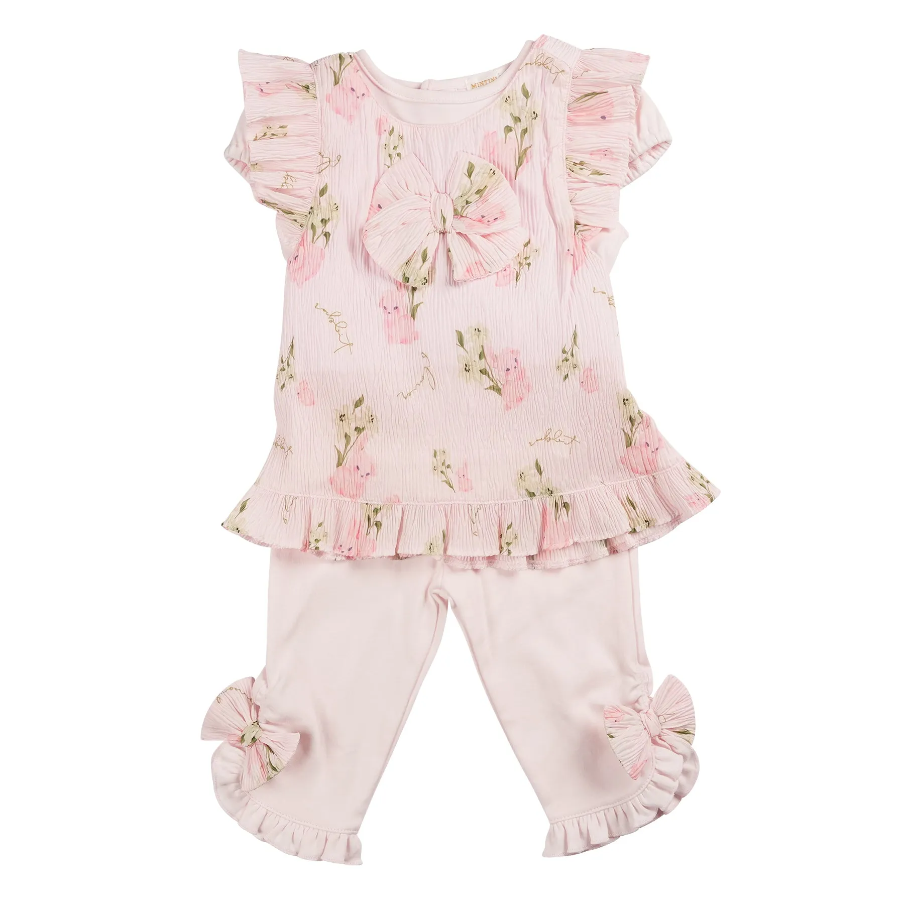 New In Mintini Girls Pink Floral Top & Leggings Set