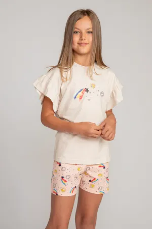 Oatmeal Frill Short Pyjama Set