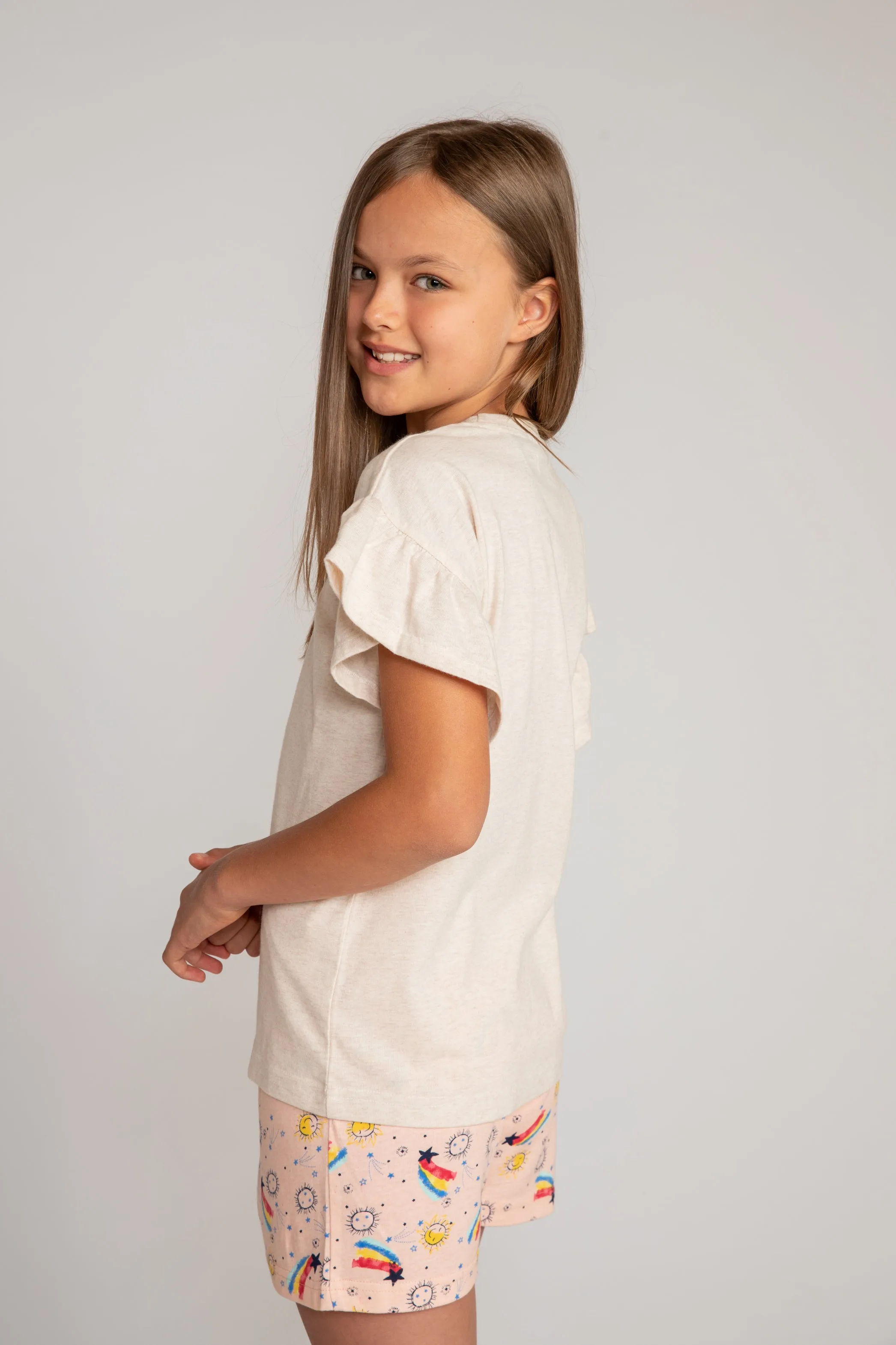 Oatmeal Frill Short Pyjama Set