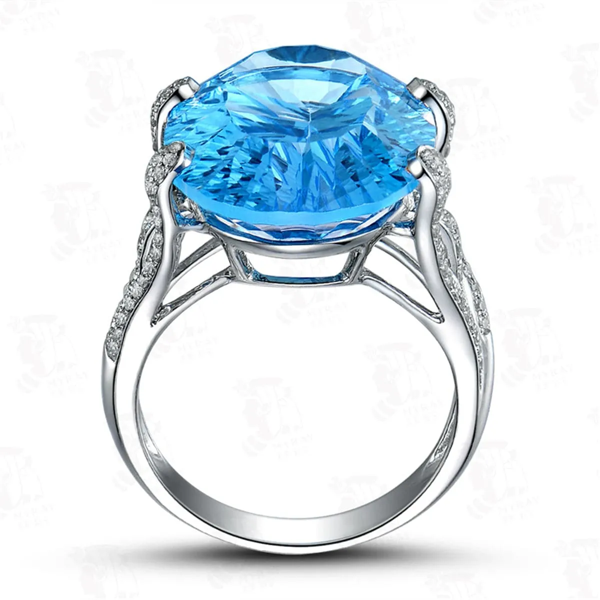 Ocean Blue Crystal Oval-Cut Ring