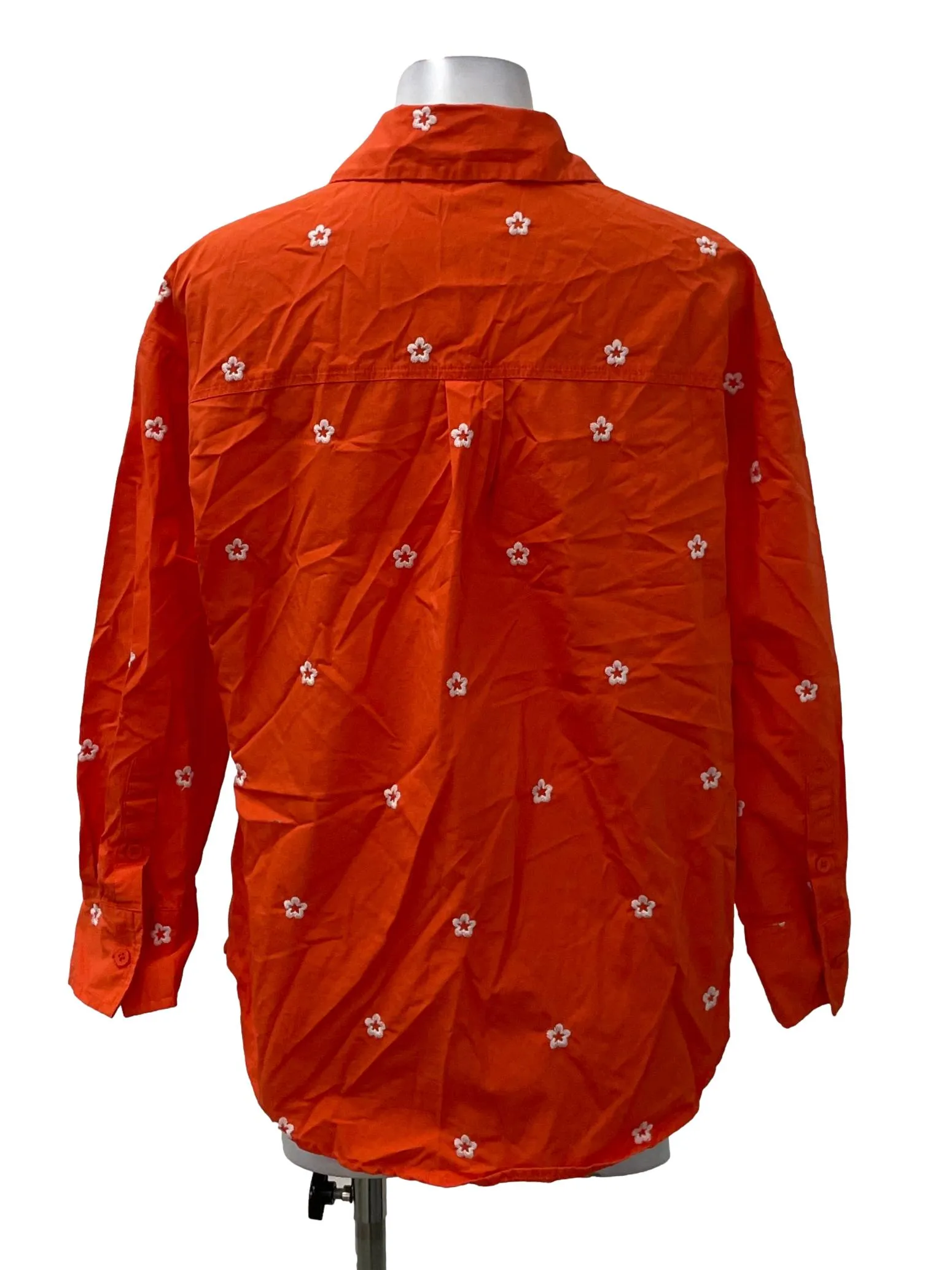Orange Floral Collar Polo Shirt