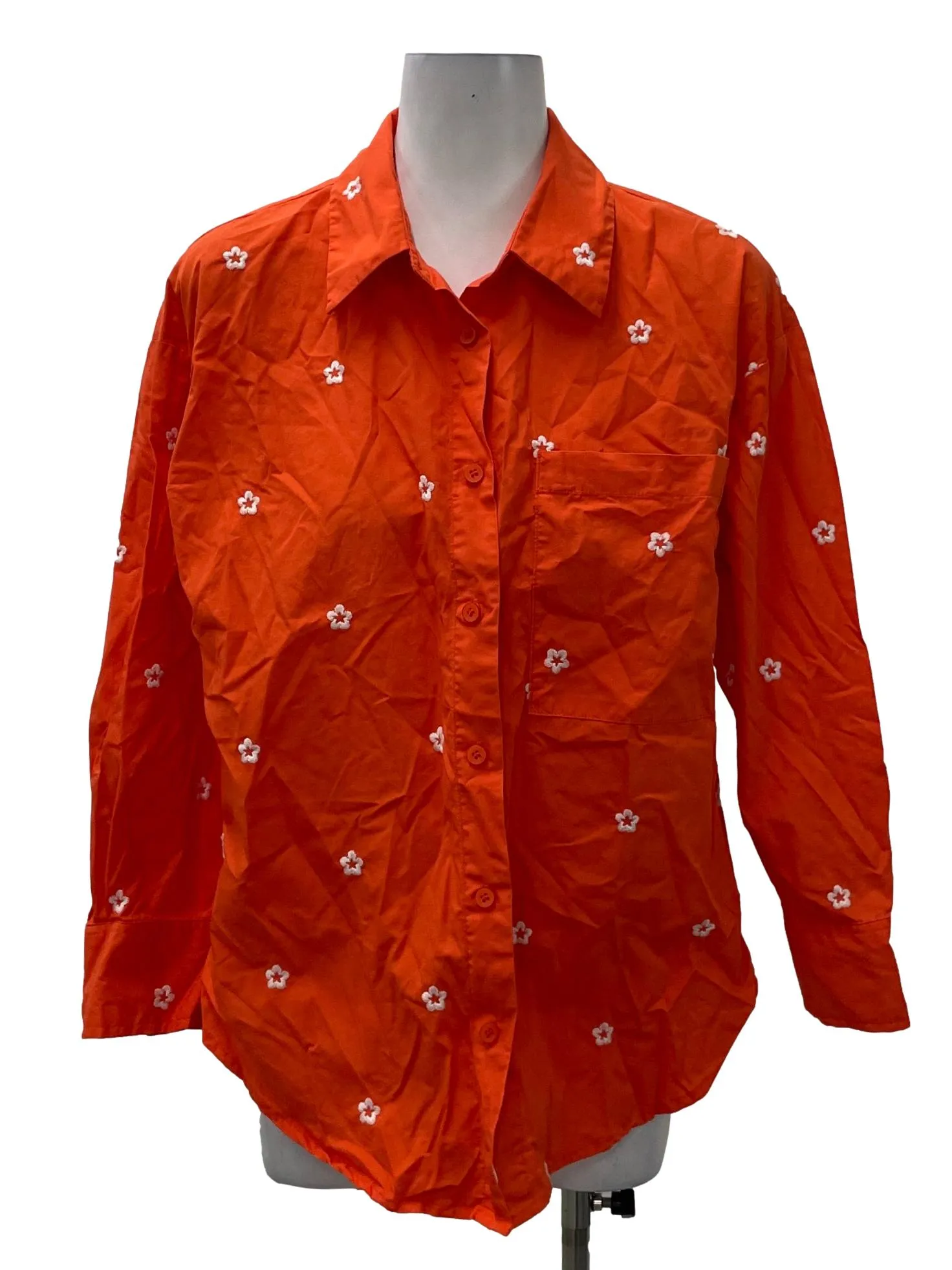 Orange Floral Collar Polo Shirt