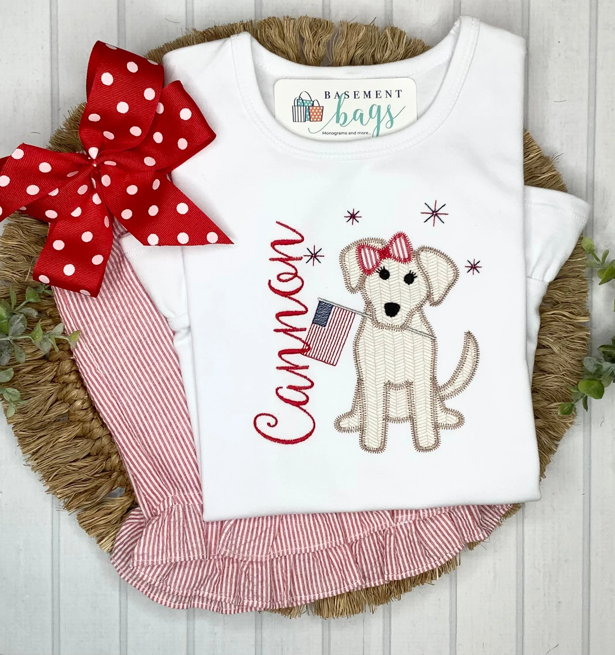 Patriotic Pup Ruffled Shorts & Shirt Set