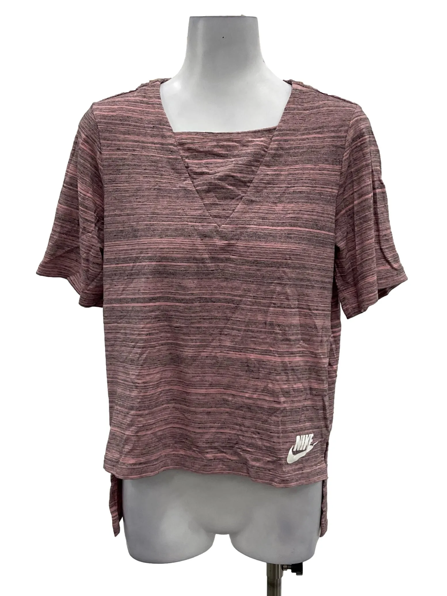 Pink And Black Static Square Neck Top