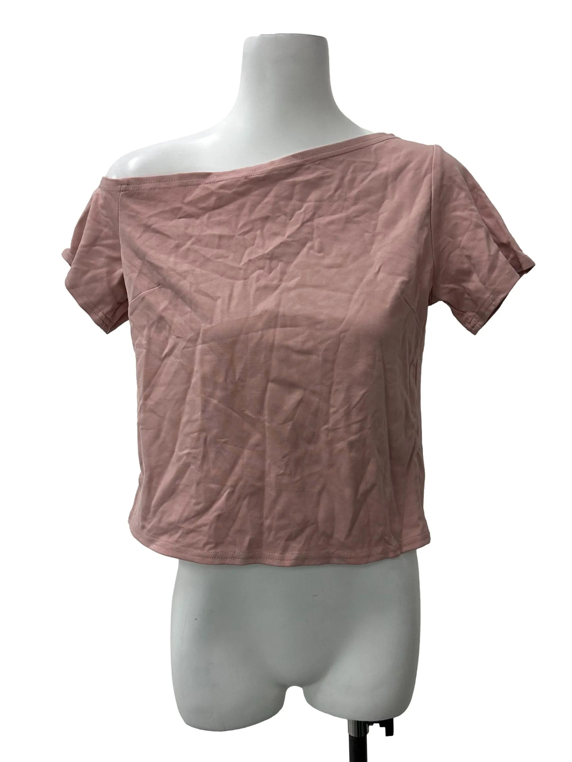 Pink Asymmetric Off Shoulder Top