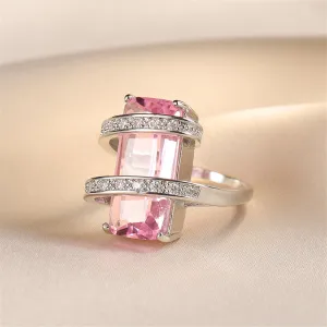 Pink Crystal & Cubic Zirconia Geometric Ring