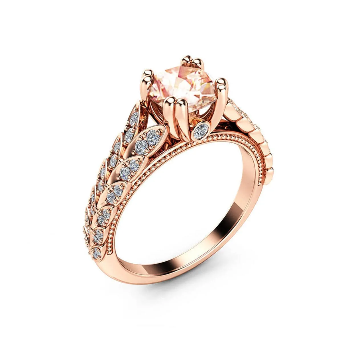 Pink Cubic Zirconia & 18K Rose Gold-Plated Flower Edge Ring