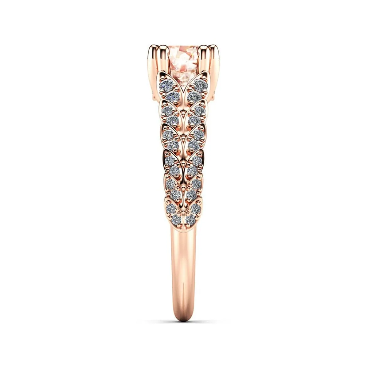 Pink Cubic Zirconia & 18K Rose Gold-Plated Flower Edge Ring