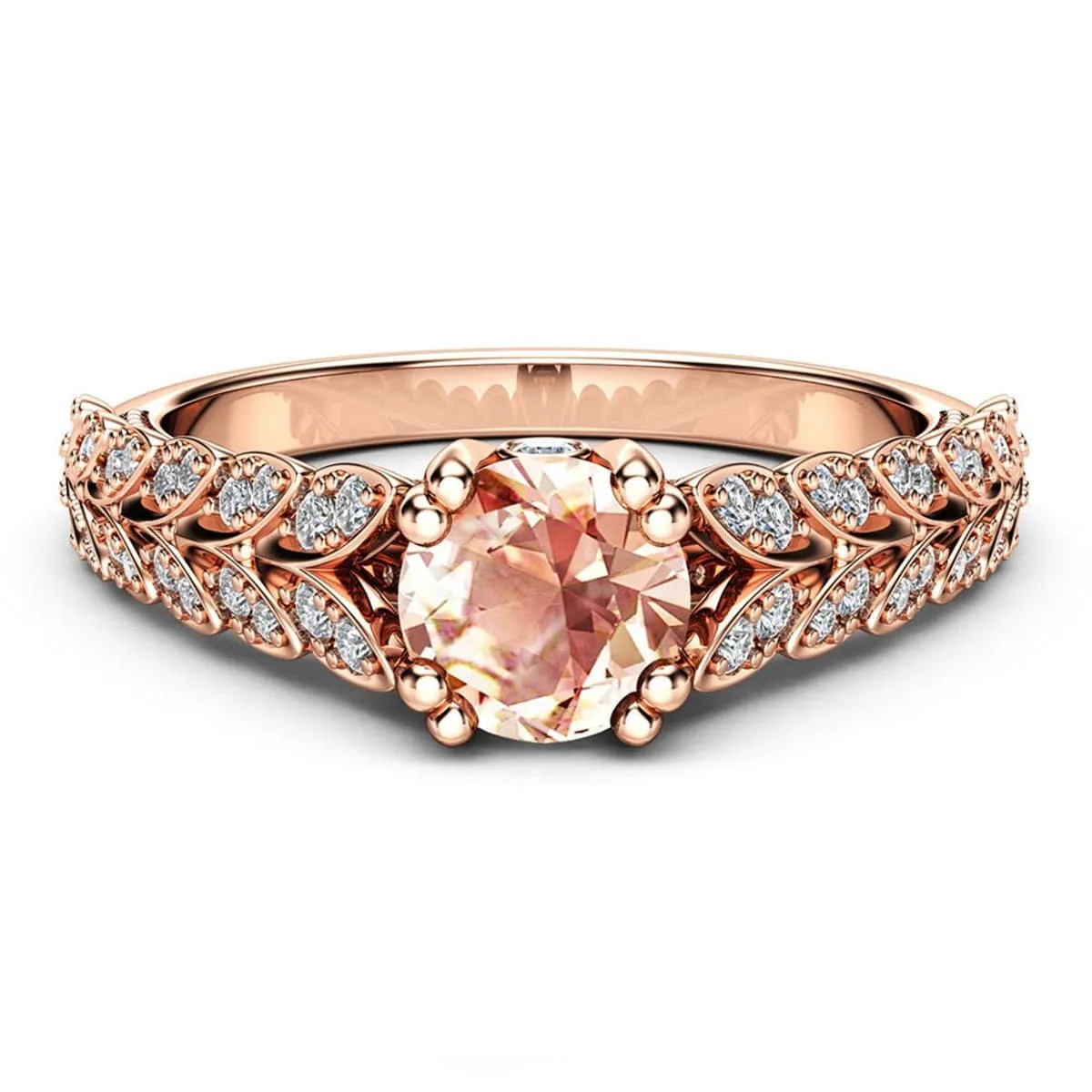 Pink Cubic Zirconia & 18K Rose Gold-Plated Flower Edge Ring