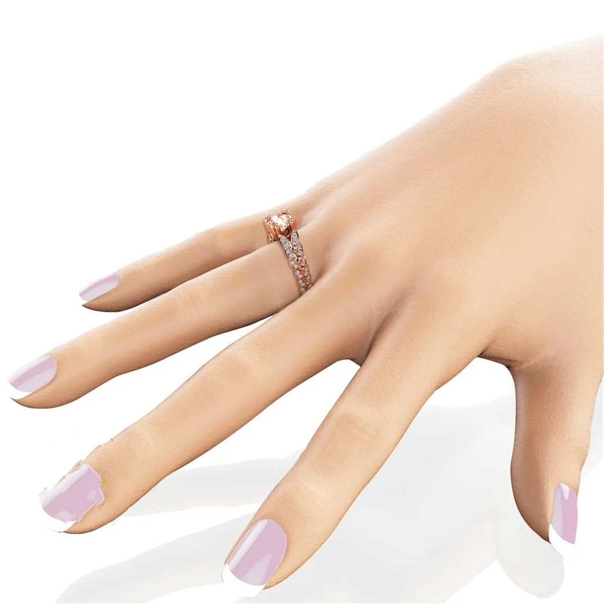 Pink Cubic Zirconia & 18K Rose Gold-Plated Flower Edge Ring