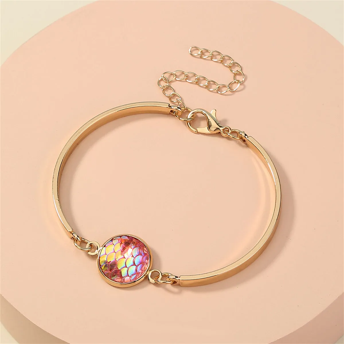 Pink Sequin & 18K Gold-Plated Scales Charm Bracelet
