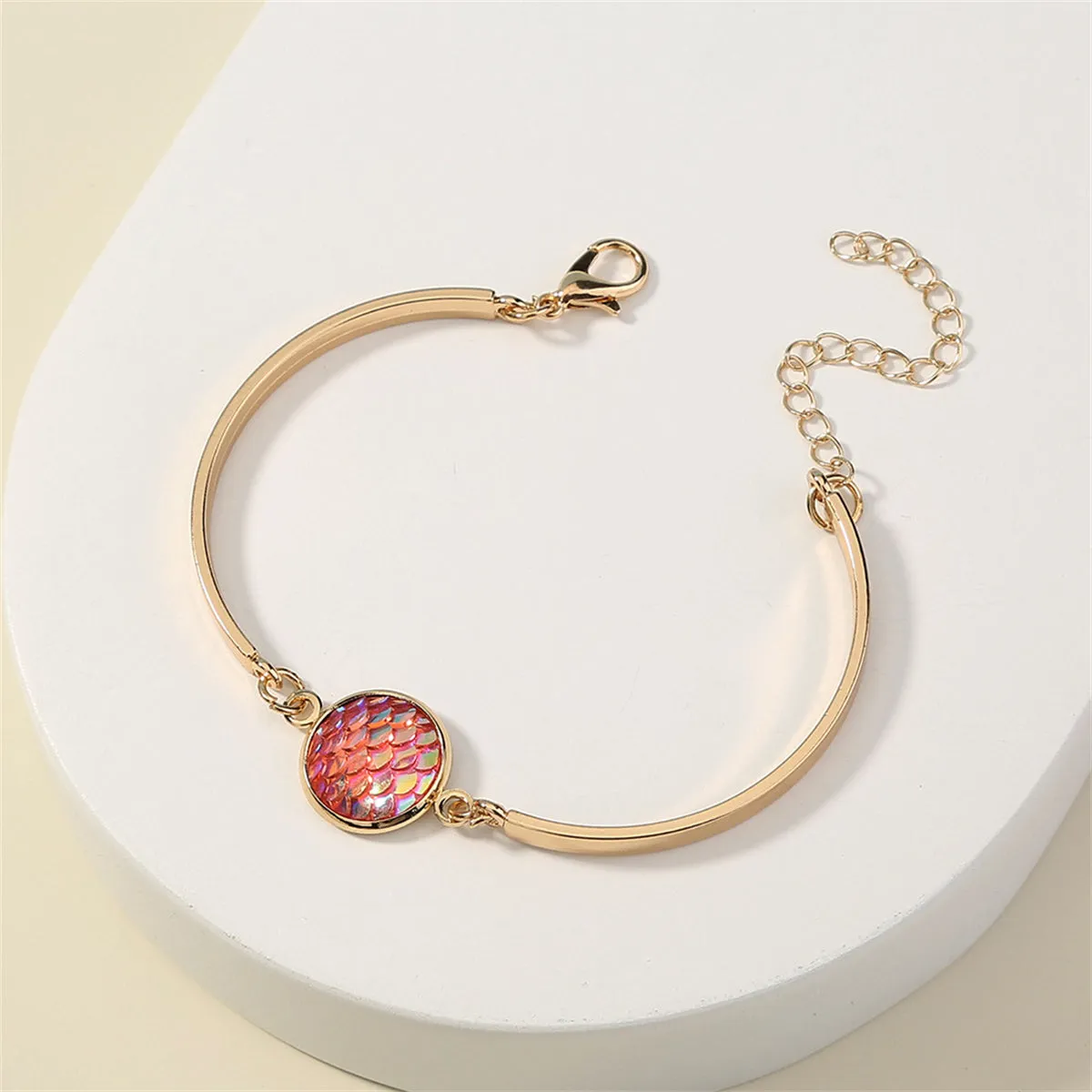 Pink Sequin & 18K Gold-Plated Scales Charm Bracelet