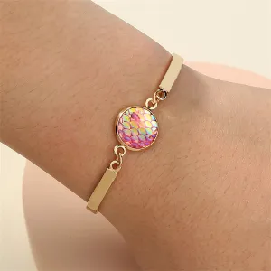Pink Sequin & 18K Gold-Plated Scales Charm Bracelet
