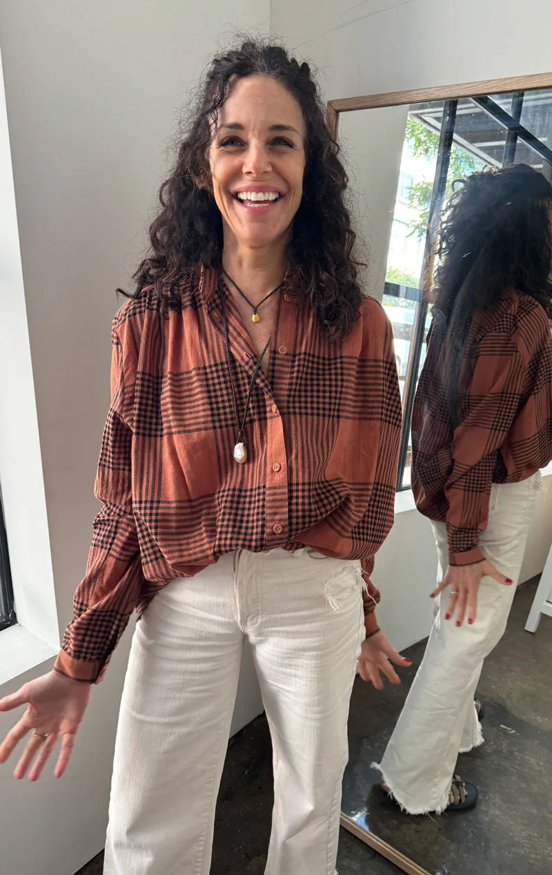 Plaid Sienna khadi blouse