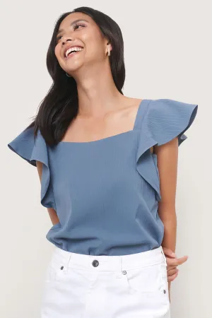 Pleated Ruffle Sleeve Top