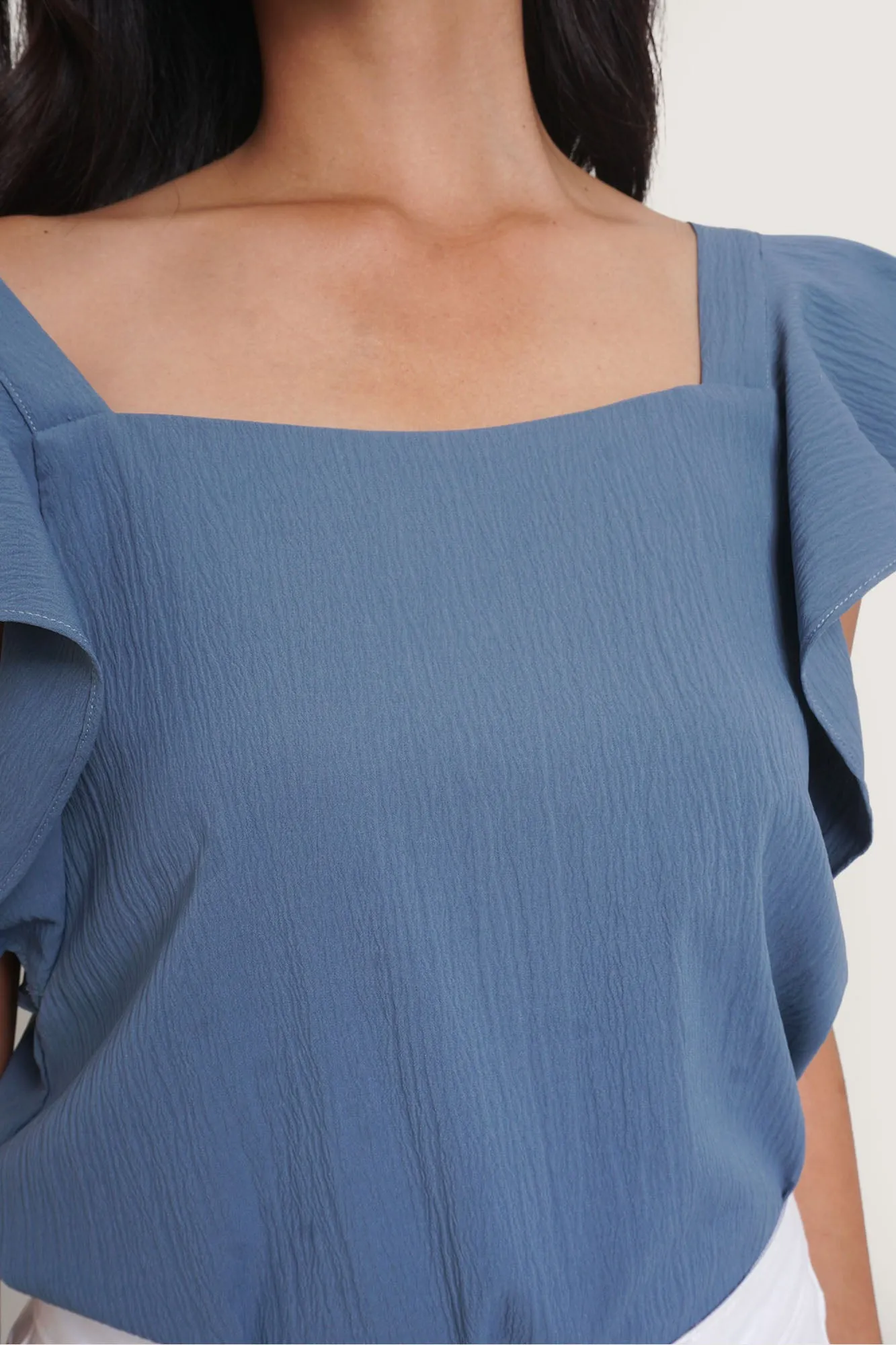 Pleated Ruffle Sleeve Top