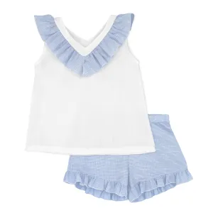 Pre-Order Rapife 4251 Blue Frilled Top and Shorts Set