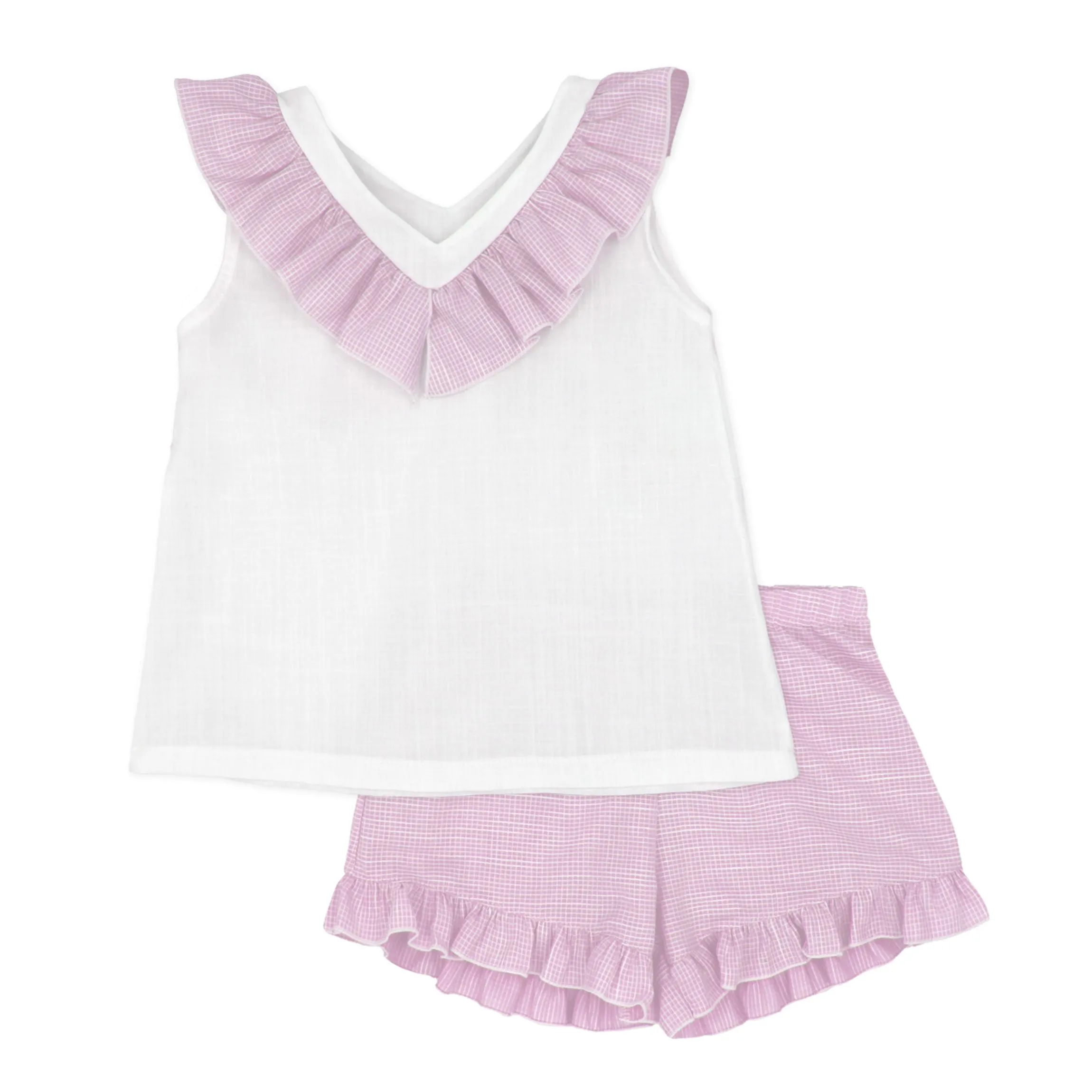 Pre-Order Rapife 4251 Pink Frilled Top and Shorts Set