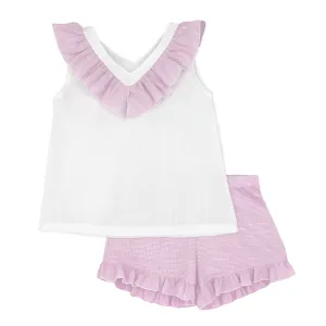 Pre-Order Rapife 4251 Pink Frilled Top and Shorts Set
