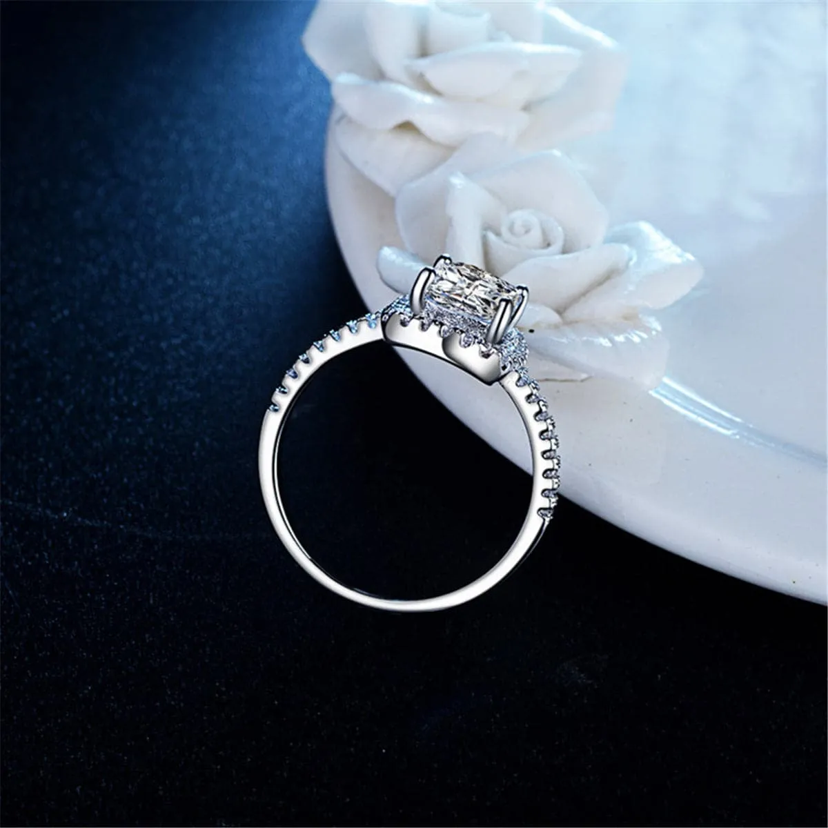 Princess Crystal & Cubic Zirconia Halo Ring