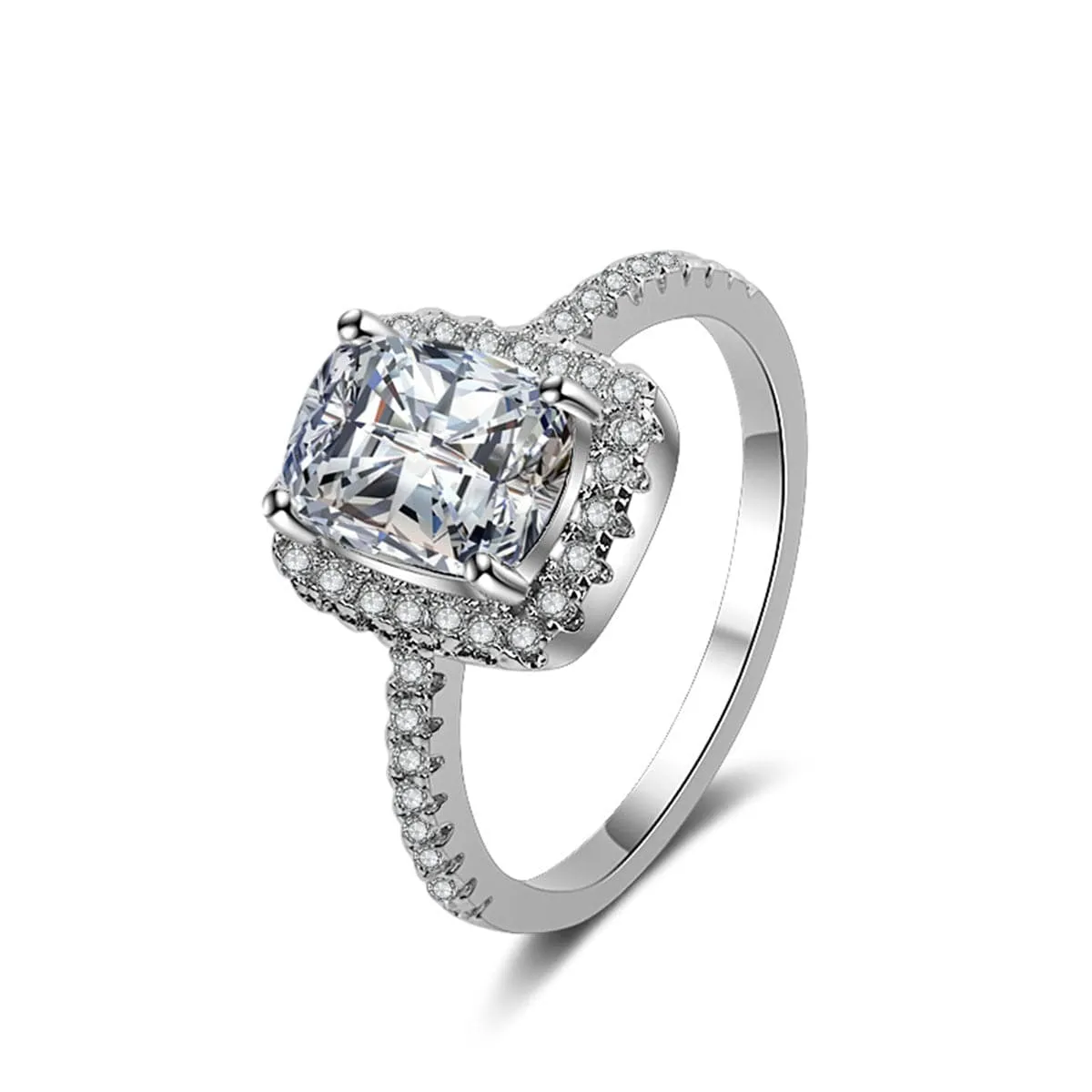 Princess Crystal & Cubic Zirconia Halo Ring