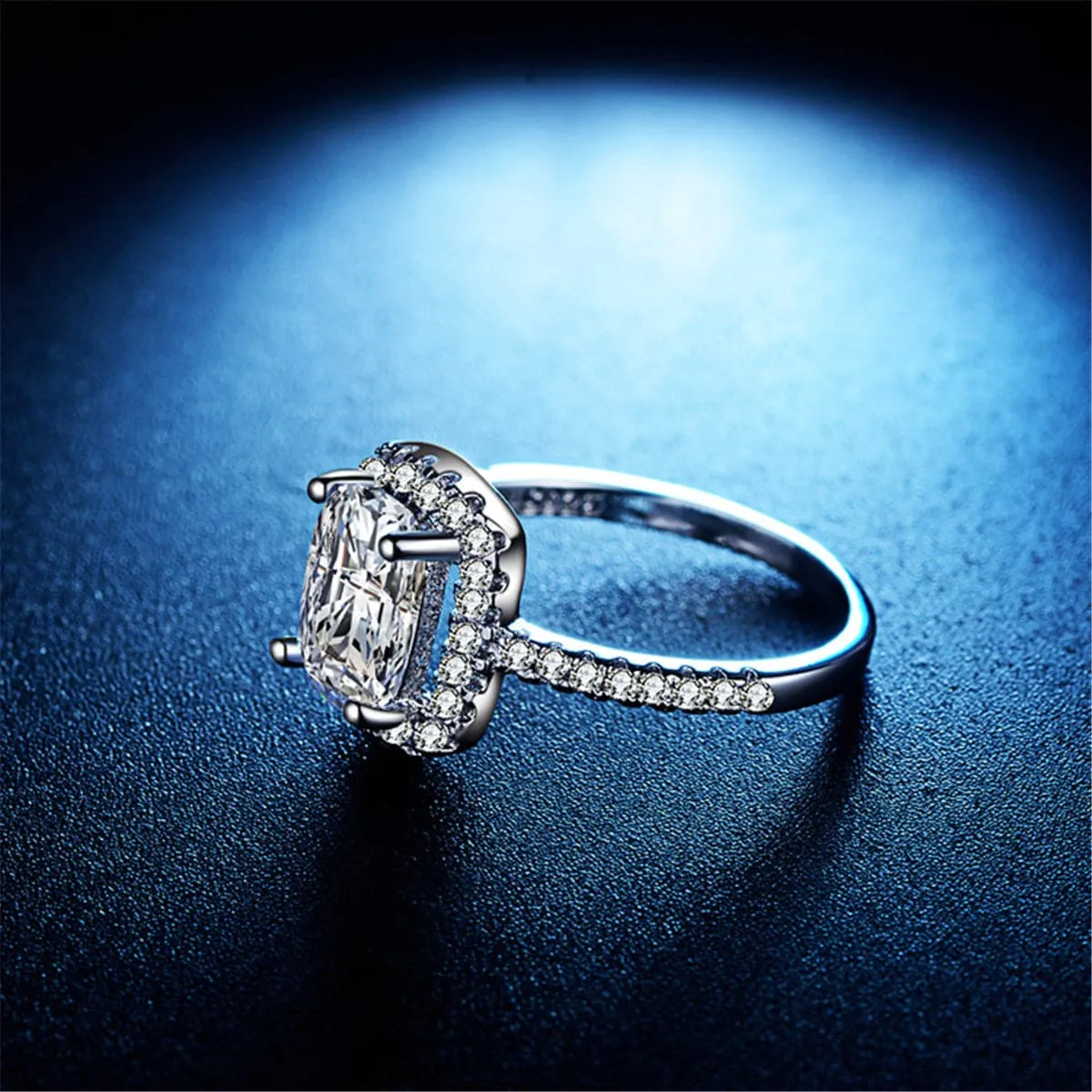 Princess Crystal & Cubic Zirconia Halo Ring