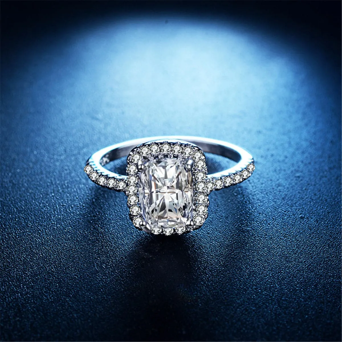 Princess Crystal & Cubic Zirconia Halo Ring