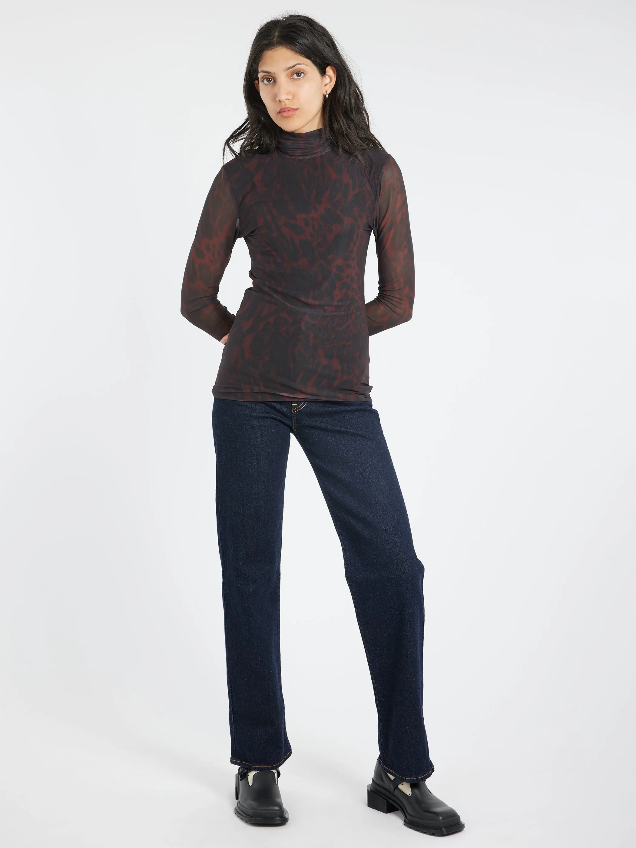 Printed Mesh L/S Rollneck