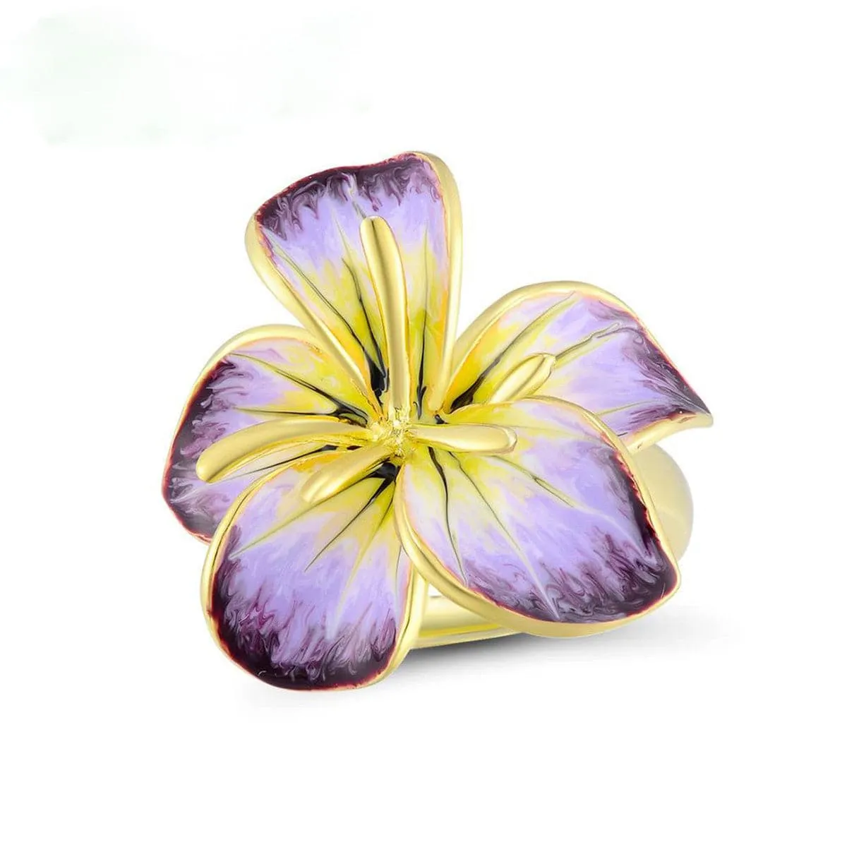 Purple & 18K Gold-Plated Flower Ring