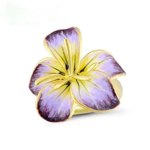 Purple & 18K Gold-Plated Flower Ring