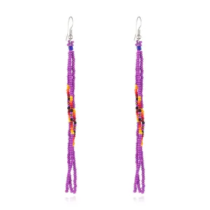 Purple Howlite & Silver-Plated Tassel Drop Earrings