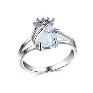 Quartz & Purple Cubic Zirconia Bezel-Set Ring