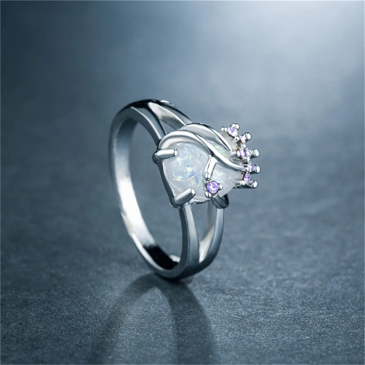 Quartz & Purple Cubic Zirconia Bezel-Set Ring