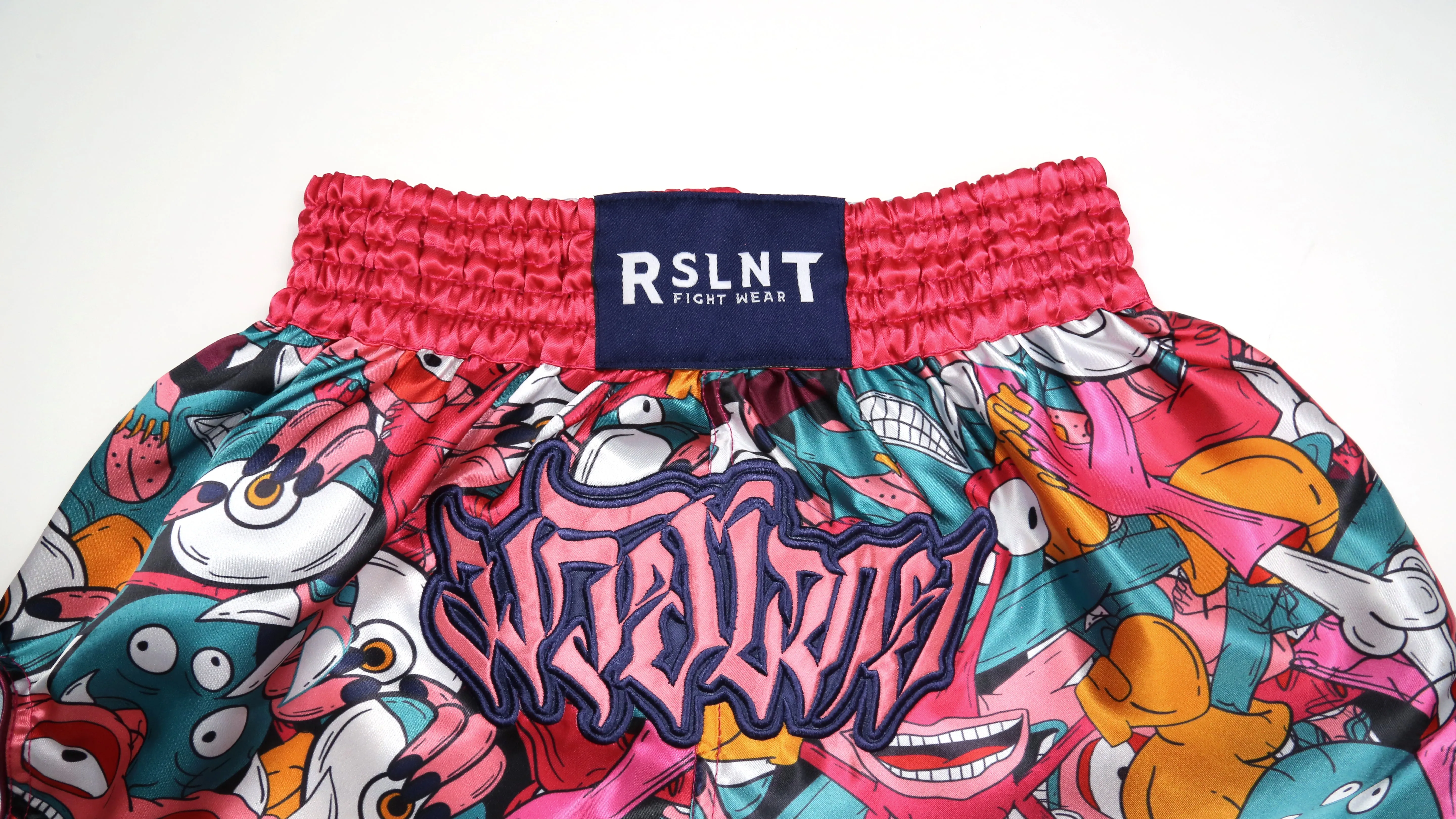 "Aaahh!!! Muay Monsters" Muay Thai Shorts (Pink/Multi)