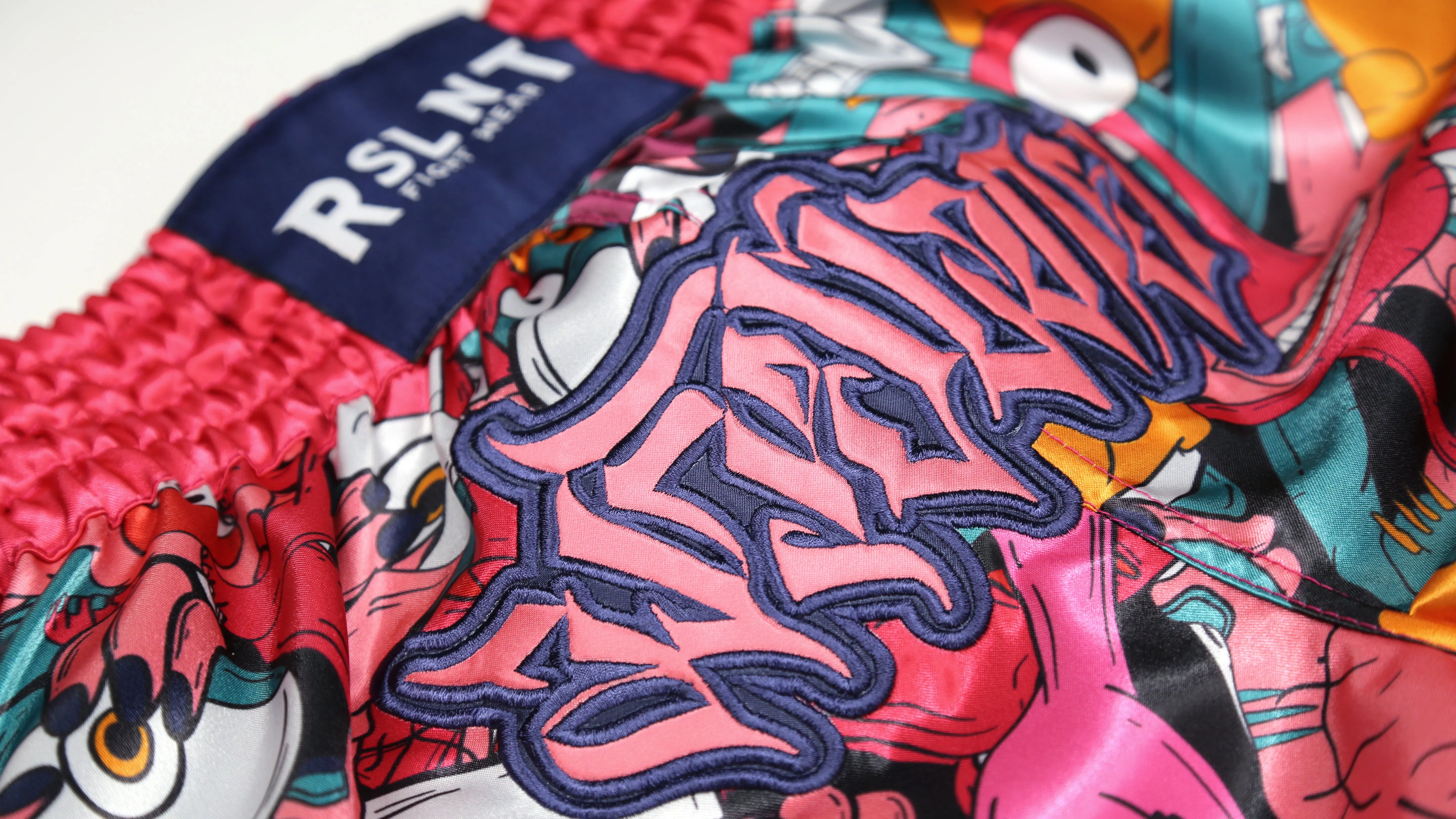 "Aaahh!!! Muay Monsters" Muay Thai Shorts (Pink/Multi)