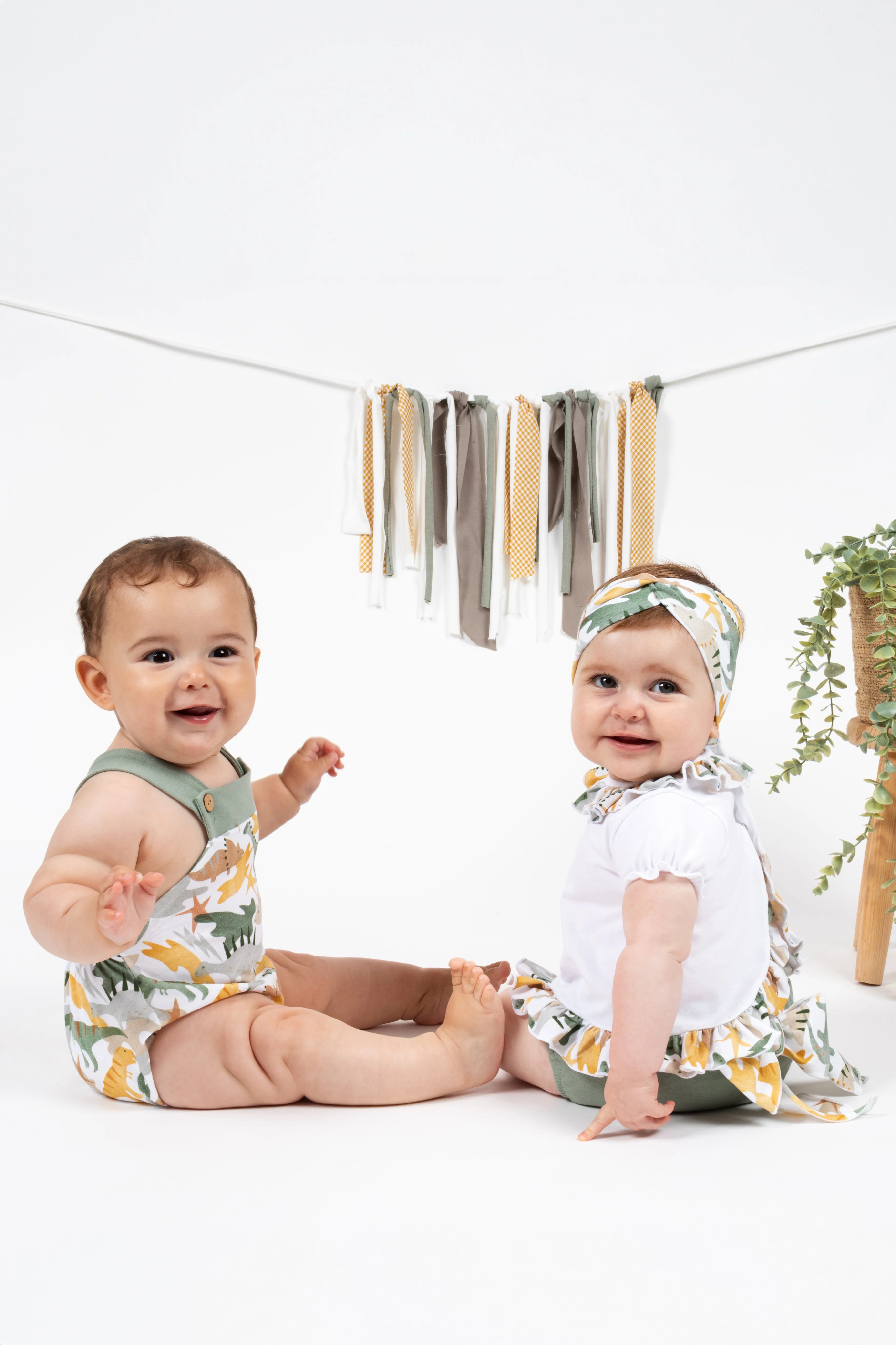 "Eliana" Dinosaur Print Blouse & Bloomers