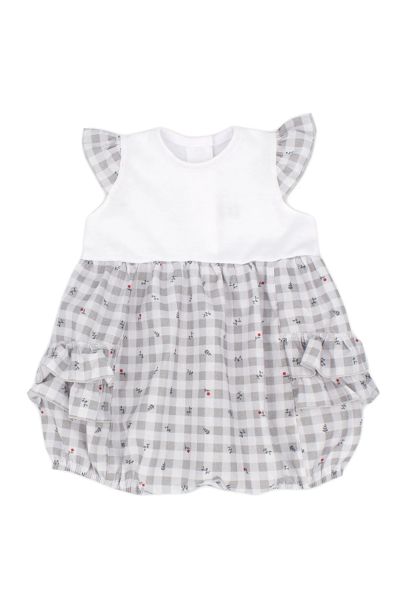 "Esmeralda" Grey Gingham Romper