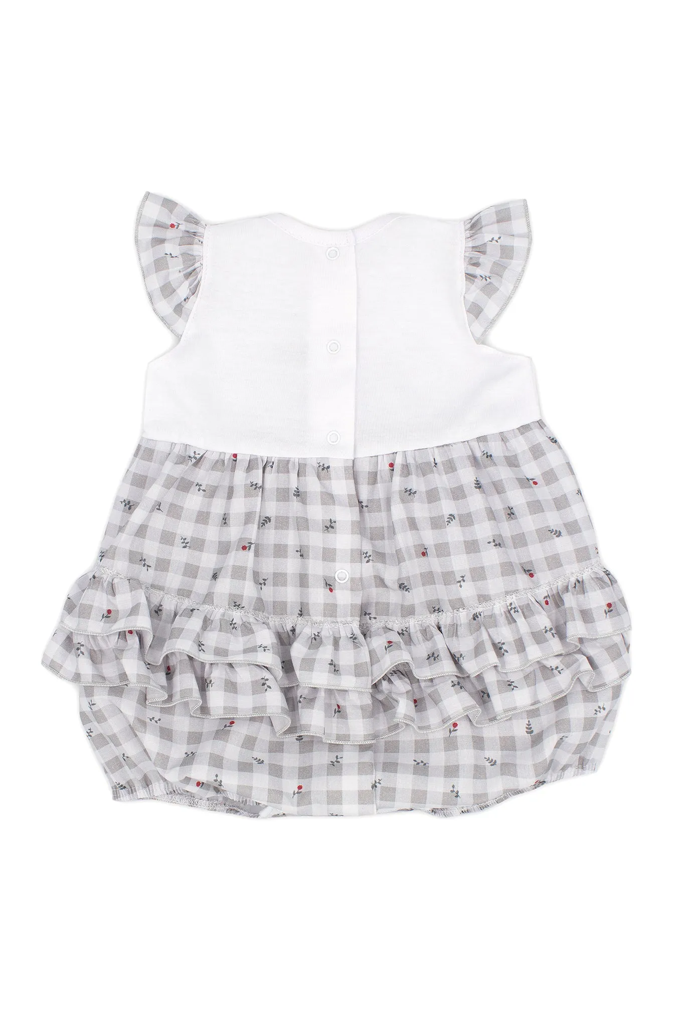 "Esmeralda" Grey Gingham Romper