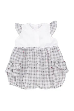 "Esmeralda" Grey Gingham Romper