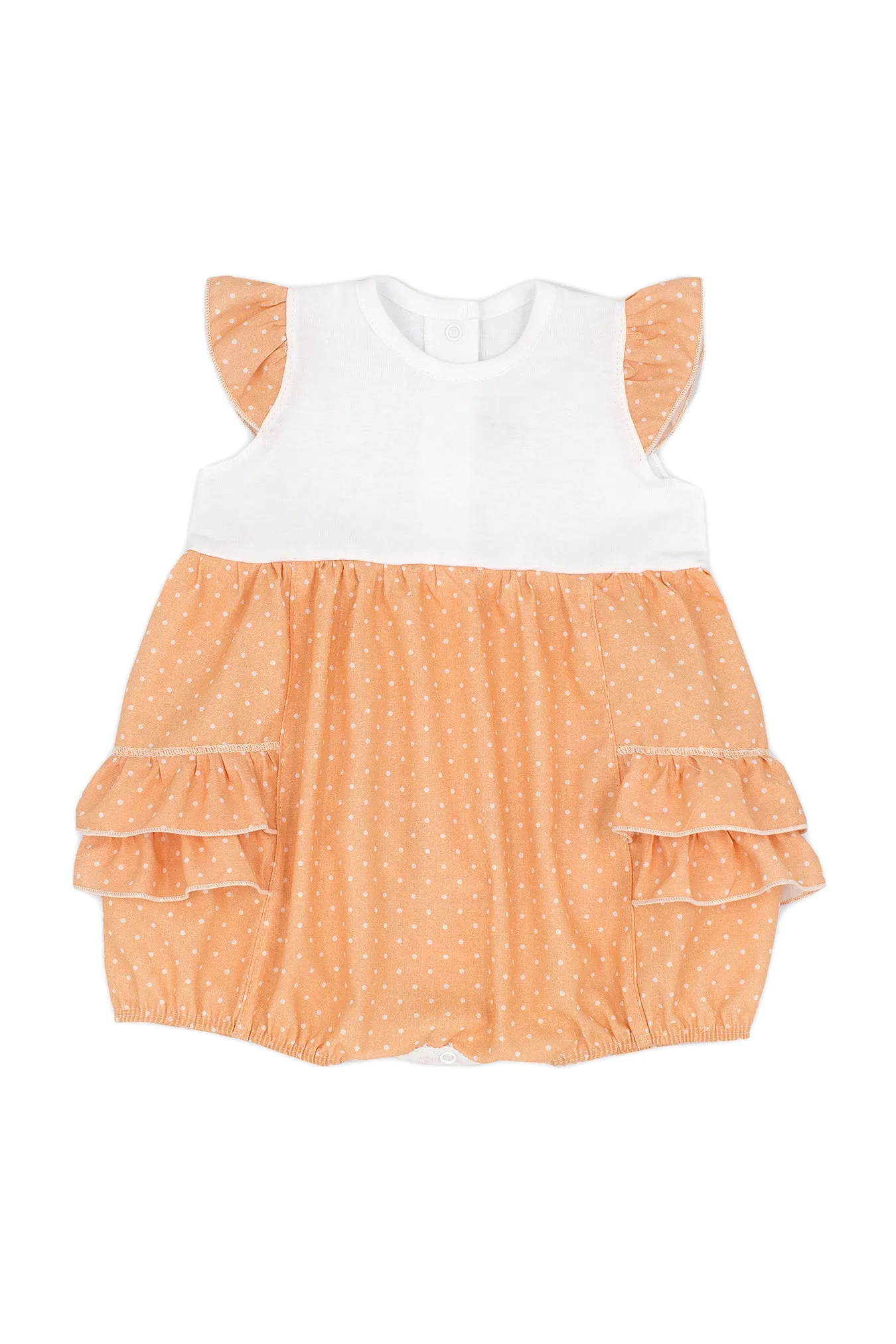 "Romilly" Apricot Polka Dot Romper