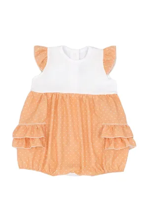 "Romilly" Apricot Polka Dot Romper