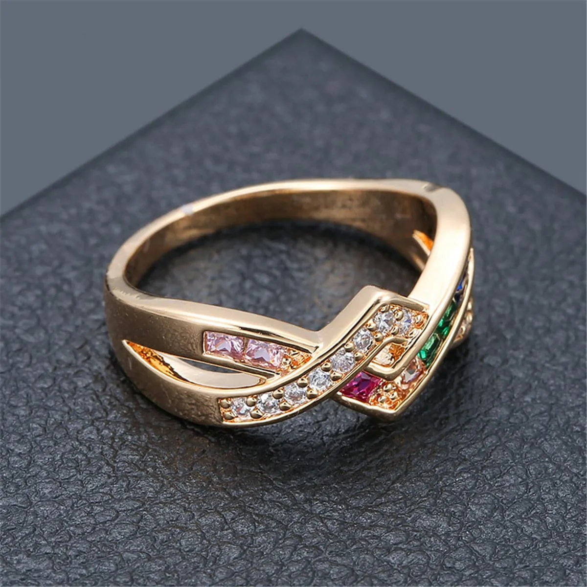 Rainbow Crystal & Cubic Zirconia Line Ring
